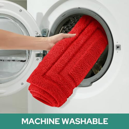 HOMEIDEAS Bathroom Rugs Sets 2 Piece, Super Soft and Absorbent Non Slip Microfiber Machine Washable Bath Mat Set (20"x32"+U20 x24, Red) - color: Loop- Red, size: 1'8" x 2'8" (20"x32"+U Shape 20"x24")