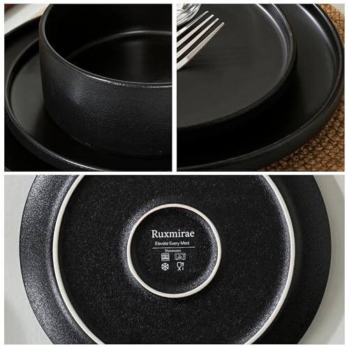 Stoneware Cereal & Soup Bowls Set of 4, 6 Inch, Matte Black | Matte Glaze Ceramic, For Breakfast & Oatmeal, Microwave Safe, Dishwasher Safe - color: Black, size: Cereal Bowls Set (4PCS)