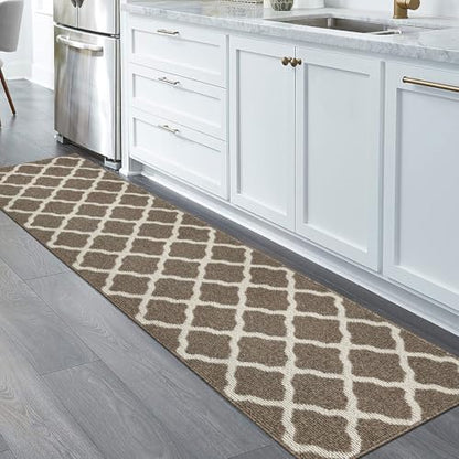 SHACOS Runner Rug 2x8 ft Washable Entryway Runner Rugs Non Slip Rubber Backing Hallway Rug Runner Stain Resistant Kitchen Carpet Runners, Brown - color: Brown, size: 2' x 8'
