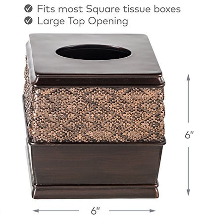 Creative Scents Dublin Brown 6 Piece Resin Bathroom Accessories Set | Includes Toilet Brush and Holder, Tissue Box Cover, Soap Dispenser, Toothbrush Holder, Tumbler Cup & Soap Dish - style: 6 Piece Set