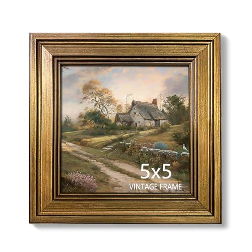 5x5 Picture Frame Vintage Gold for Tabletop & Wall Mount | Picture Frames for Living Room, Bedroom, Office Décor & Wedding Gift - color: Gold, size: 5X5 - 1 Pack