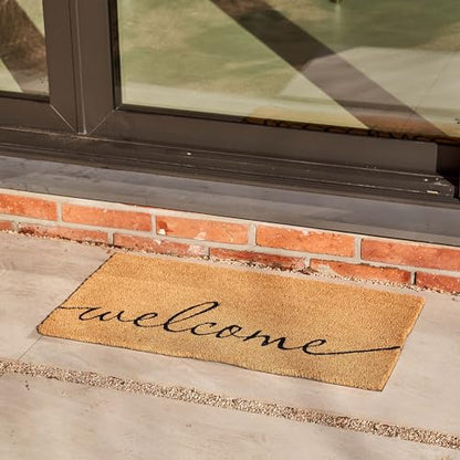 KANKUN Coco Coir Door Mat with Heavy Duty Backing, Welcome Doormat (17" x 30"), Doormat Entrance (Welcome1-1Pack) - color: Welcome1 - 1pack