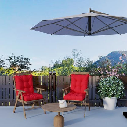 Outdoor Chair Cushions 42x21x4 Inch Set of 2, Red | Patio Cushions for Dining Rocking Chairs, High Back Soft Seat Pad with Ties, Waterproof Fade Resistant, Indoor Outside Use - color: Red