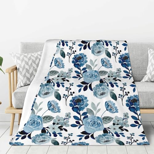 Floral Throw Blanket for Couch Bed Sofa Chair Living Room, Flower Flannel Fleece Blanket Soft Cozy Lightweight Breathable Fluffy Durable Home Decor Gifts for Men Women Girls Boys 50 x 60 Inch