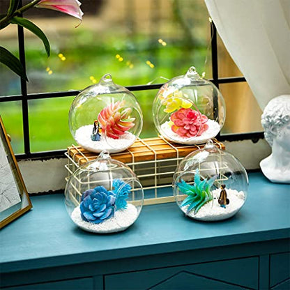 NUEAYMS Hanging Glass Planter Terrarium Globe Tea Light Candle Holder Succulents Vase Hanger Air Plant Terrarium for Home Wedding Party Indoor Outdoor Decoration 8cm