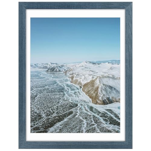 Frametory 12x16 Picture Frame with Mat for 11x14, Blue | for 12 by 16 inch Poster Print Diamond Painting Frame, Wall Mounting - color: Blue, size: 12X16 - 11X14