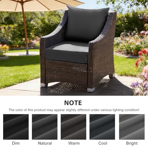 Outdoor Deep Seat Cushion Set, 24x24 Inch Water-Resistant & Fade-Resistant Outdoor Chair Cushions, Patio Furniture Cushions with Removable Cover for Patio Chair, Sofa, Dark Grey (Set of 2) - color: Dark Grey