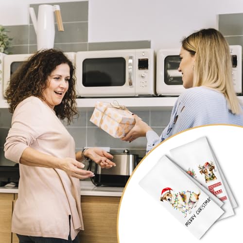 Christmas Jack Russell Kitchen Dish Towels 2 Pack - Jack Russell Dog Lover Gift, Waffle Weave Christmas Hand & Tea Towels for Kitchen Bathroom, 16x24 Inches - color: Jack Russell Christmas
