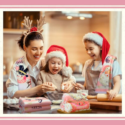 12 Pcs Christmas Pink Kitchen Towels and Oven Mitt Sets 4 Santa Claus Oven Mitts 4 Snowman Dish Towels and 4 Plaid Wreath Pot Holders Cooking Accessories for Winter Holiday Kitchen Decoration - style: Snowman