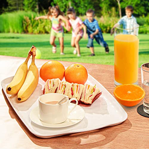 TP Melamine Serving Trays with Handles, 17” x 12”, Set of 2, Pure White | Rectangular Trays, Serving Platters for Food and Meat, Dishwasher Safe, Lightweight, Break-resistant - color: Pure White, size: 17" x 12"