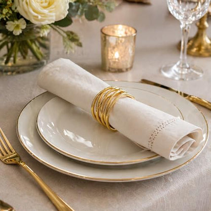 6 PCS Gold Metal Napkin Rings - Elegant Twisted Wire Napkin Holders | Napkin Holders for Dinner Parties, Weddings, and Table Decorations