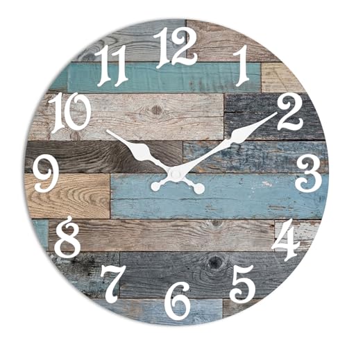 Round Wall Clock Silent Non-Ticking 8", Rustic Coastal | Battery Operated Clock Home Decor for Living Room, Kitchen, Bedroom, and Office - color: Striped Modern Grey, size: 8in