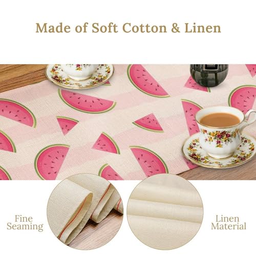 Fruits Table Runner, Tasty Summer Fruit Watermelon Stripes Fun Art Print Table Runner for Kitchen Dining Party Holiday Home 13x36in - color: Fruit-1, size: 13x36in