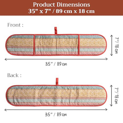 Maison d' Hermine Double Oven Mitts 100% Cotton Double Oven Glove (7"x35") | Heat Resistant BBQ Cooking Gloves with Loop Baking Grilling Kitchen Hotel Home Farmhouse Spring Summer - Provence - color: 002 - Provence, size: 7" x 35" (Double Oven Mitt)