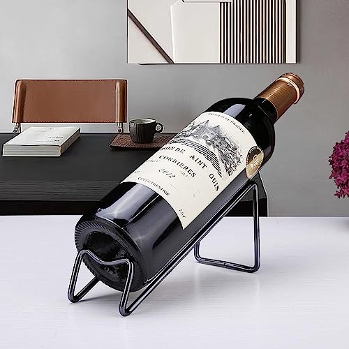 SuproBarware Stainless Steel Single Bottle Wine Rack - Set of 6, Stylish Bottle Organizer for Countertop or Dining Table - color: Black 6