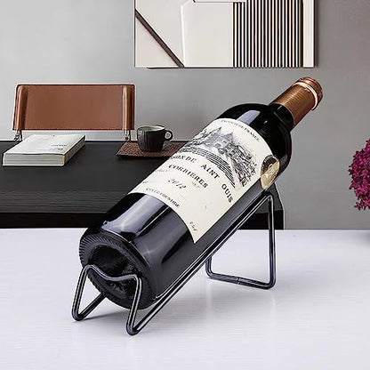 SuproBarware Stainless Steel Single Bottle Wine Rack - Set of 6, Stylish Bottle Organizer for Countertop or Dining Table - color: Black 6