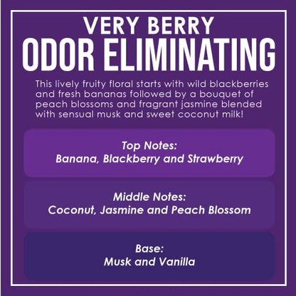 Very Berry Odor Eliminating Highly Fragranced Candle - Eliminates 95% of Pet, Smoke, Food, and Other Smells Quickly - Up to 80 Hour Burn time - 12 Ounce Premium Soy Blend - color: Very Berry