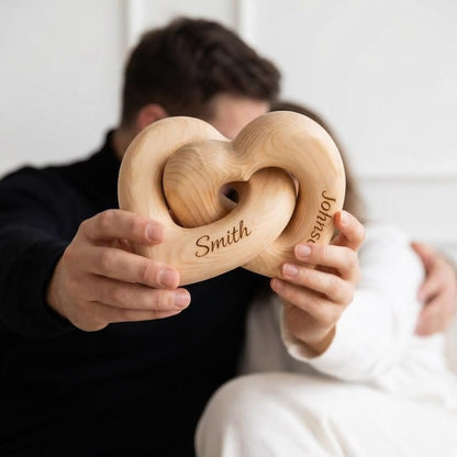 Personalized Interlocking Wooden Hearts, Custom Name Date Engraved Couple Gift, Wedding Anniversary Keepsake, Romantic Decor, Valentine Gift, Bridal Shower Gifts, Engagement Present 4 - color: Design 04