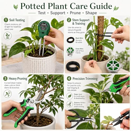 25 Pcs Succulent & Bonsai Tools Set for Beginners, Indoor Plant Care Tool Set with Repotting Mat, Organizer Tote, Soil Moisture Meter, Pruning Shears, Mini Garden Tools, Gardening Gift for Women Men