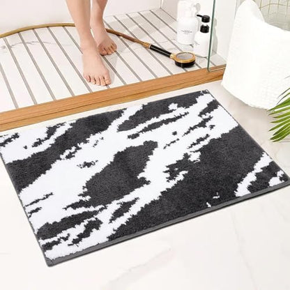 Bath Rug Mat Non Slip,Marble Indoor Doormat,20"x32" | Small Area Rug,Rubber Backed,Soft microfiber,Absorbent,Machine Washable,Bathroom,Entryway,Kitchen,Hallway - color: Black White1