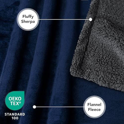 PetAmi Dog Blanket Small Medium Pet Cat Puppy Kitten, 40x29 Mini, Blue Gray | 460 GSM, Soft Sherpa Fleece Throw, Reversible Plush Couch Cover Protector Crate Carrier Sofa Bed Car Seat, Machine Washable - color: Navy/Gray Sherpa, size: Medium - 29 X 40 Inc