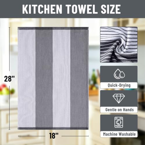Homaxy Premium 100% Cotton Kitchen Towels 18"x28", 6 Pack, Black | Large Kitchen Hand Towels, Soft and Absorbent Tea Towel, Dish Towels with Hanging Loops - color: Black, size: 18 x 28 - 6 Pack