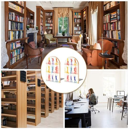 Book Ends for Shelves Heavy Duty Non-Slip Wooden Bookends with Metal Base Modern Decorative Wooden Book Holders Gymnastics Game Book Stopper for Home Office And Library,Books Shelf Holder Organizer Ac