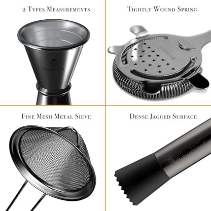 Homestia 12 Pcs Boston Cocktail Shaker Set, Mixology Bartender Kit, Black | Stainless Steel Bar Set Accessories, 18 oz/28oz Weighted Boston Shaker Tins, Martini Shaker Mixing Tools for Home Bartending - color: Black