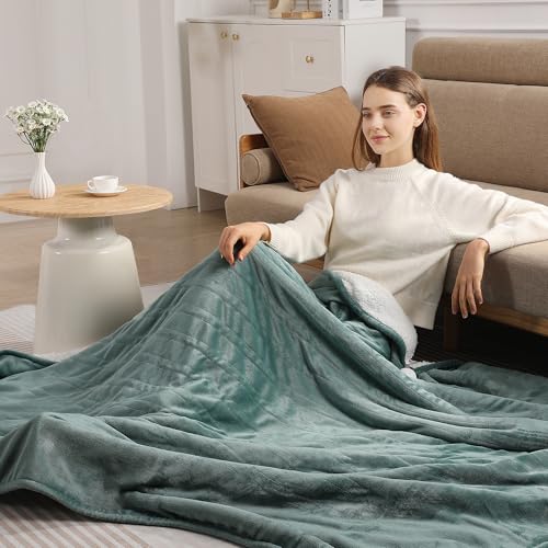 Electric Blanket Twin Size Heated Blanket 62''X84'' Warm Gifts for Grandma | Distinctive Dusty Teal Heated Blanket Twin, Heating Faster and Even, Ultra-Soft & Warmth All Over, Easy to Clean & Durable - color: Dusty Teal, size: Twin 62" x 84"