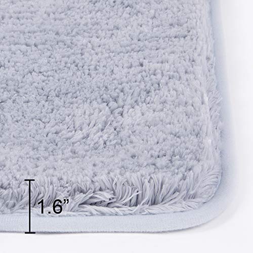 Walensee Shaggy 2 Piece Bath Rug Sets (Growing Blue) U Shape Contour 20 x 24 and 20 x 32 Plush Absorbent Non Slip Machine Wash/Dry Rugs & Mats - color: Growing Blue
