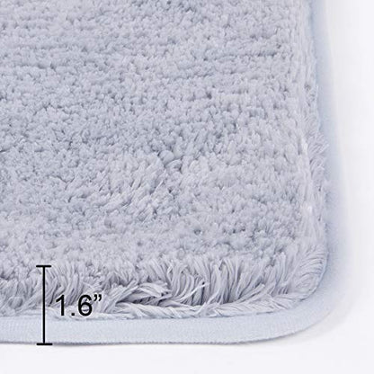 Walensee Shaggy 2 Piece Bath Rug Sets (Growing Blue) U Shape Contour 20 x 24 and 20 x 32 Plush Absorbent Non Slip Machine Wash/Dry Rugs & Mats - color: Growing Blue