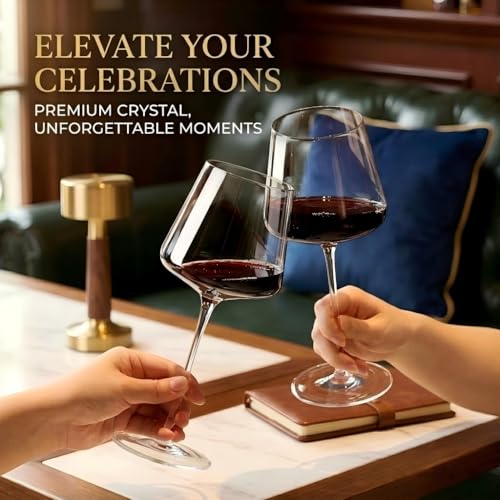 Physkoa Wine Glasses Set 2-18oz-LeadFree Wine Glass with Long Stem,Clear Stemmed Wine Glasses【HandBlown Glassware】 Crystal Wine Gifts for Women Birthday Wedding - style: 2 Count