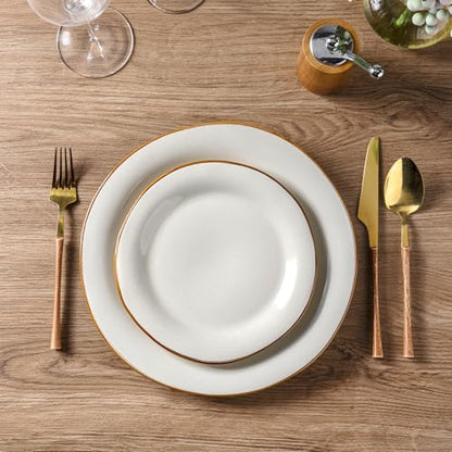 AmorArc Ceramic Dinnerware Sets for 4, Handmade Plates and Bowls Sets | Stoneware Reactive Glaze Dish Set, Scratch Resistant, Dishware Set for Kitchen Wedding, Dishwasher & Microwave Safe - color: Reactive White