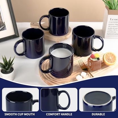 BYCNZB 22oz Super Large Ceramic Coffee Mugs Large Handles Set of 4 (Cobalto) - color: Cobalto
