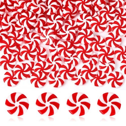 JUNEBRUSHS 1 Inch Candy Cane Christmas Decorations, 50 Pcs Plastic Fake Peppermint Candy Ornaments Red And White For Xmas Holiday Decor Party Favors Crafts - style: Candy Cane Style