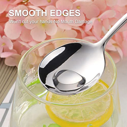4-Piece Round Stainless Steel Bouillon Spoon Soup Spoons, Stainless Steel Large Round, Heavy-Weight Deep Bowl Spoon Set, Dinner Spoons for Soup Grain Dessert Milk, Dishwasher Safe - size: 4 pcs Silver