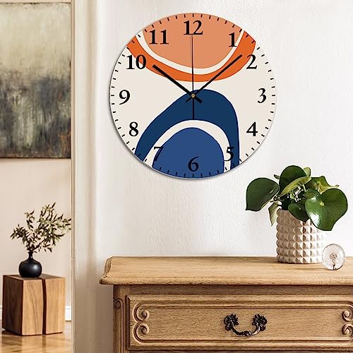 Abstract Geometry Wall Clock 10x10 Inch Farmhouse PVC Wall Clocks Battery Operated Silent Modern Wall Hanging Round PVC Clock for Kitchen Classroom Office - color: Style-8, size: 10x10in（black）
