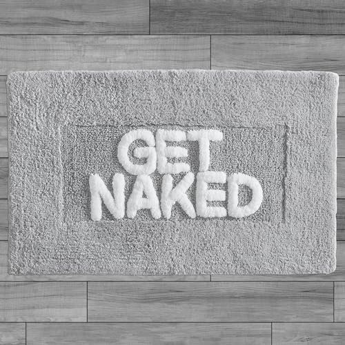 Cotton Bath Rug - Soft Cotton Bath Mat - Bathroom Decor - Water Absorbent and Machine Washable - Measures 21"x34" - Get Naked Grey - color: Grey, size: 1'9" x 2'10" (Rectangular), style: Get Naked