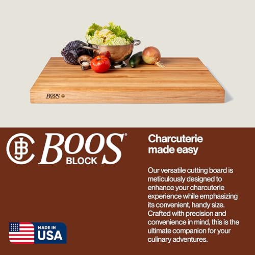 John Boos RA-Board Series Rectangular Wooden Maple Cutting Board 30”x23.25” – 2.25” Thick, 42-lb Reversible Butcher Block with Edge-Grain & Finger Grips – Made in the USA - color: Maple, size: 30"L x 23.3"W