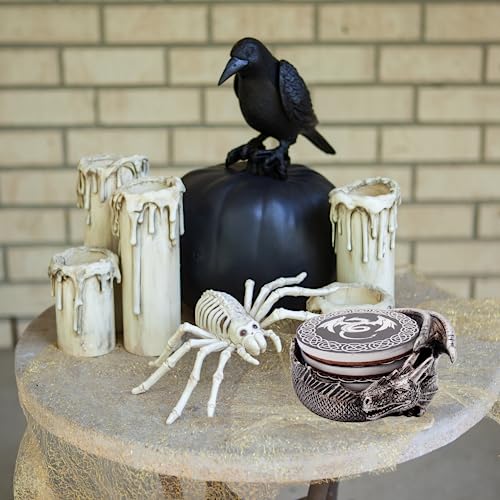 Gothic Dragon Coaster Set with Engraved Holder - 4.5-Inch Flying Dragon Coasters, Set of 4