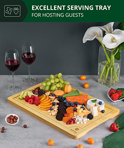ROYAL CRAFT WOOD Bamboo Cutting Board | with Juice Groove - Kitchen Chopping Board for Meat Cheese and Vegetables, Heavy Duty Serving Tray - color: Natural, size: 18"L x 12"W