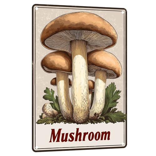 Rustic Vegetables Mushroom Decor Metal Tin Sign Vintage Farmhouse Kitchen Wall Decor Home Restaurant Garage Wall Plaque Gift 8x12 Inch - color: Mushroom Metal Tin Sign, size: 8x12inch(20x30cm)