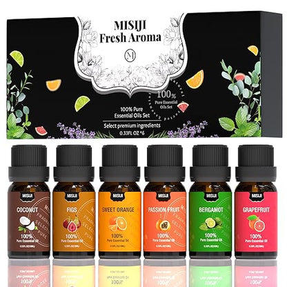 Fruity Essential Oils for Diffuser for Home,Diffuser Oils for Candle Making, Laundry,Humidifier,Aromatherapy Oils Scents,6 * 10ML - color: Black