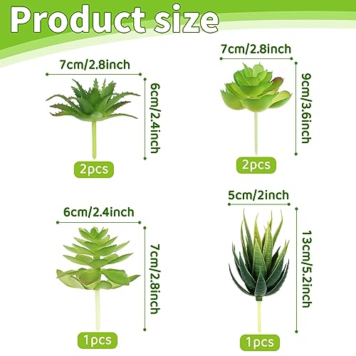 Fake Succulent Plants, 6pcs Mini Green Succulent Plants Faux, Artificial Succulents Plants for DIY Crafting Home Floral Wall Office Decoration (excluding pots)