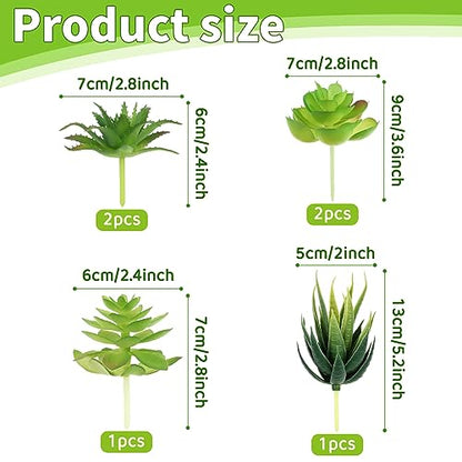 Fake Succulent Plants, 6pcs Mini Green Succulent Plants Faux, Artificial Succulents Plants for DIY Crafting Home Floral Wall Office Decoration (excluding pots)