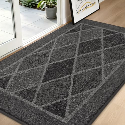 BEQHAUSE Dirt Trapper Door Mats 36" x 60", Non-Slip Washable, Grey | Doormat Indoor Entrance Low-Profile, Dirt Resistant and Absorbent Entryway Rugs Inside Welcome Floor Mat for Front Back Door - color: Grey, size: 36" X 60" (Rectangular)
