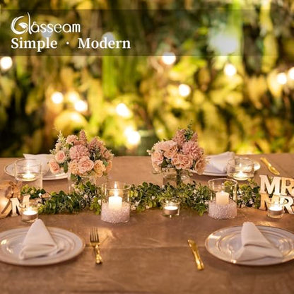 Glasseam Cylinder Vases for Centerpieces, 6Pcs Clear Glass Vase for Flowers | Hurricane Pillar, Floating Candle Holder, Modern, Small Home Decorations, Table Centerpieces, Wedding, Party, 4In - size: 4In