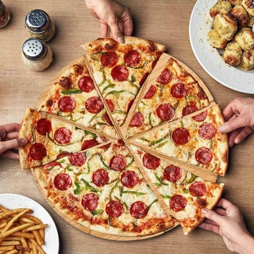 16inch Pizza Cutting Board Round Large Bamboo Wooden Prep Platter Tray - style: 16"