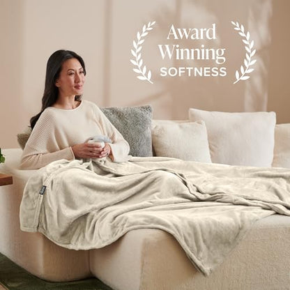 Bare Home Fleece Blanket Luxury Microplush (Full/Queen, Oyster) | Ultra-Soft Lightweight Blanket for Bed, Sofa, and Couch, Cozy & Warm Blanket - color: 20 - Oyster, size: Full/Queen