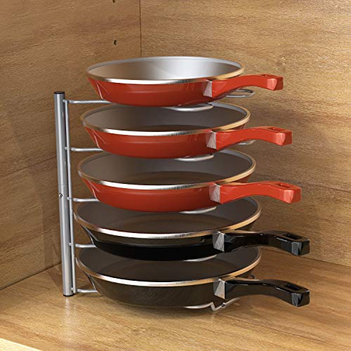 Deco Brothers Pan Organizer Rack for Kitchen Cabinet and Counter, Silver - color: Silver